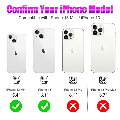 AGVEE 3+3 6 Pack for iPhone 13 6.1 inch / 13 Mini 5.4 inch Camera Lens Protector, Bling Diamond & Bling Glitter Metal Ring 9H Tempered HD Glass Camera Protector Cover Film, Bling-Silver - Image 2