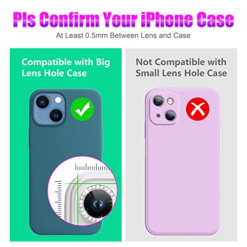 AGVEE 3+3 6 Pack for iPhone 13 6.1 inch / 13 Mini 5.4 inch Camera Lens Protector, Bling Diamond & Bling Glitter Metal Ring 9H Tempered HD Glass Camera Protector Cover Film, Bling-Silver - Image 3