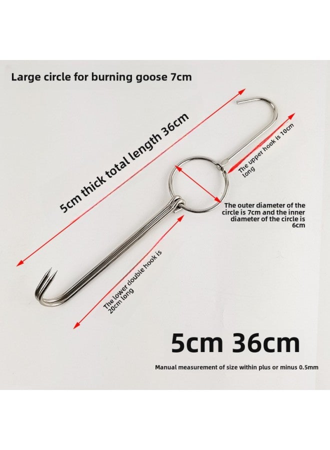 Factory Direct Kitchen Commercial Hook And Loop Roast Hook Rack Roast Chicken Roast Meat Hook Roast Duck Roast Duck Roast Goose Stainless Steel Fork-Color:Burnt Goose Hook 5cm 36cm Large Circle 7cm 10 Pieces  - Image 1