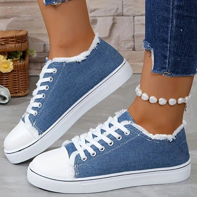 Women's Canvas Low Top Sneakers Skull Print Casual Shoes - Image 1