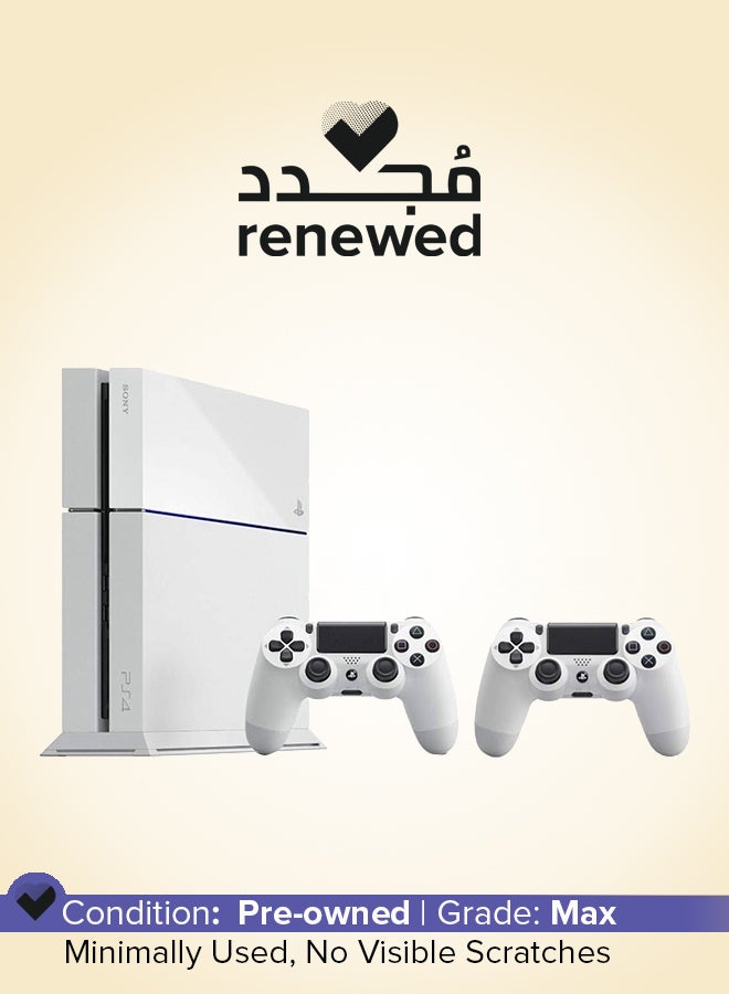 سوني تم تجديده - بلاي ستيشن 4 سعة 500 جيجابايت باللون الأبيض الفاتح مع 2 وحدة تحكم - Image 1