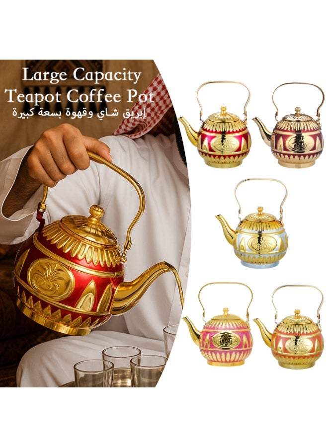 Sakura Train Purely Hand-Painted Golden-Painted Luxury Turkish Middle Eastern Style Stainless Steel Teapot Coffee Pot, Decorative Water Kettle with Handle, Multiple Colors And Capacities Available for Women, Men, Adults, Guests or For Tea Party - Best gift idea - Image 3