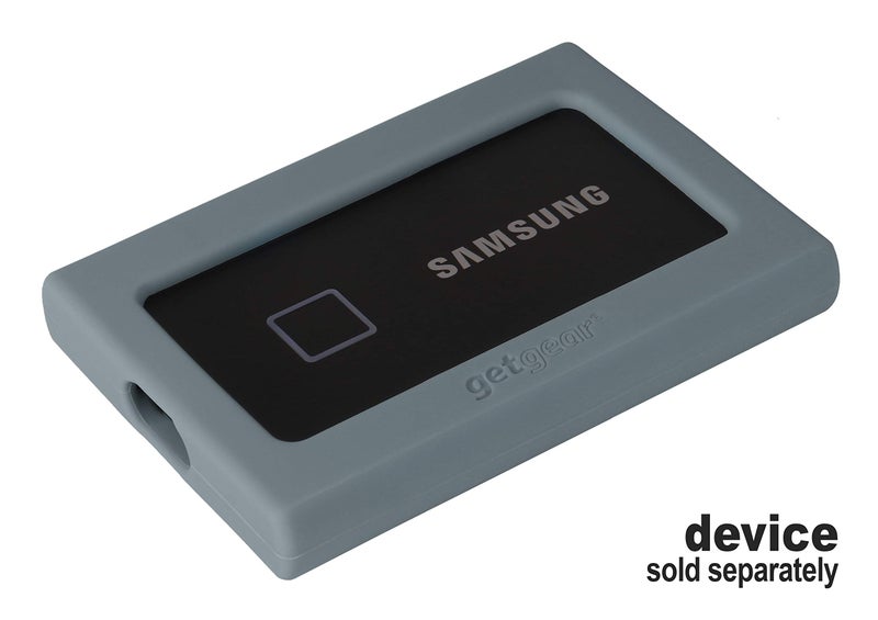 GETGEAR Silicone Bumper for Samsung T7. T7 Touch Portable SSD - 1TB, 2TB, 500GB, USB 3.2, Strong-Shock Absorbing, Slip-Resistant- Black (Gray) - Image 3