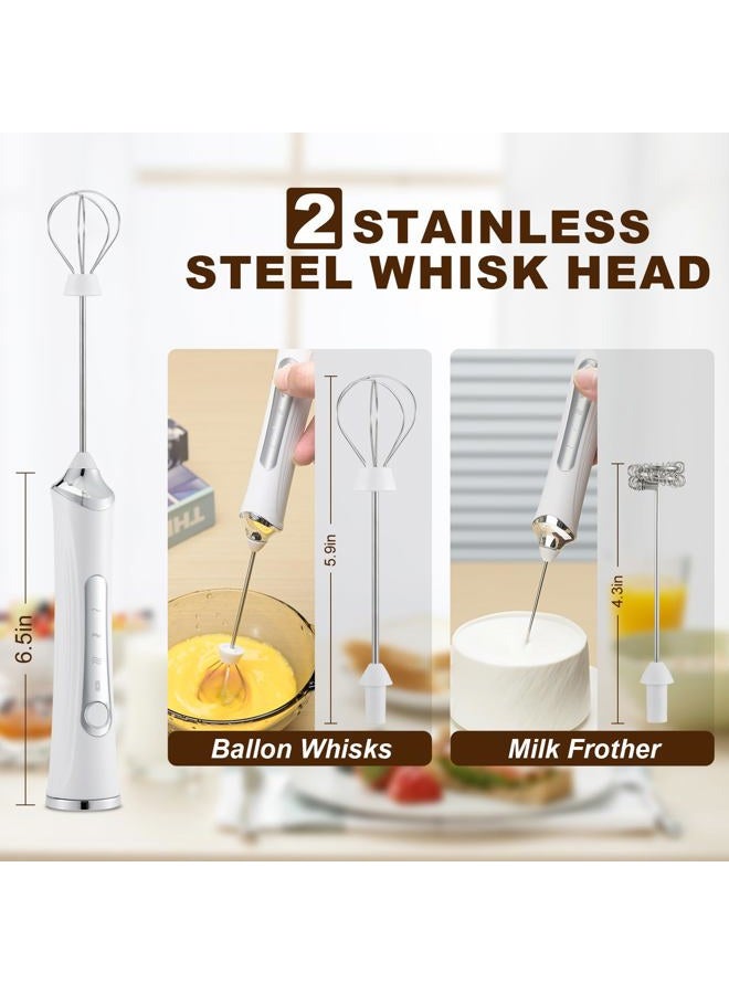 freebala Handheld Electric Milk Frother with 2 Heads, Coffee Whisk Foam Mixer with USB Rechargeable 3 Speeds, Foam Maker Blender for Latte, Cappuccino, Hot Chocolate, Egg - Image 2