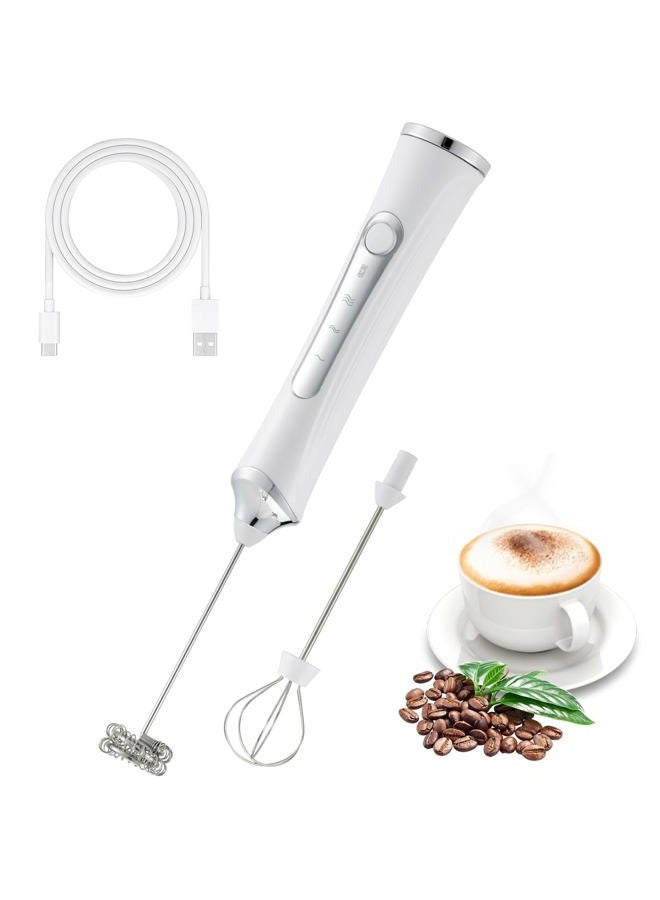 freebala Handheld Electric Milk Frother with 2 Heads, Coffee Whisk Foam Mixer with USB Rechargeable 3 Speeds, Foam Maker Blender for Latte, Cappuccino, Hot Chocolate, Egg - Image 1