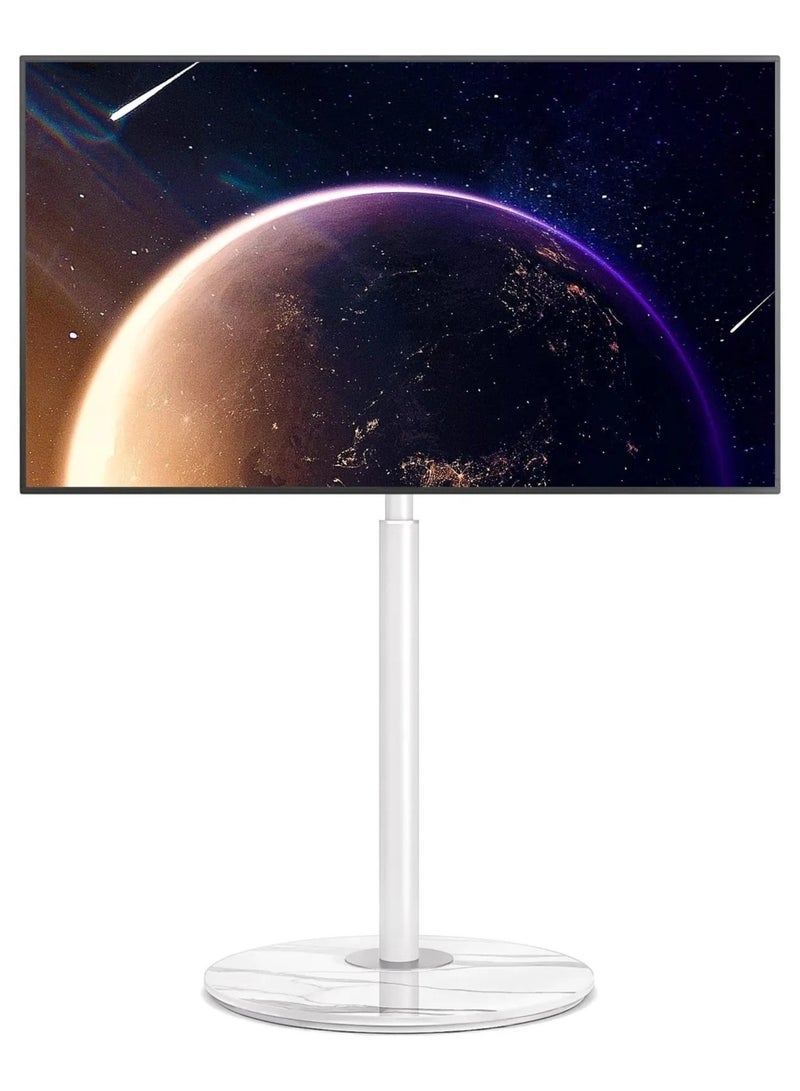 ارفايفر ستاند تلفزيون أرضي قابل للتدوير بزاوية 90 درجة للتلفزيونات من 32 إلى 65 بوصة (LCD وLED)، تصميم عصري وبسيط، حامل تلفزيون زاوي مع قاعدة زجاجية دائرية، متوافق مع VESA 400x400 مم، أبيض - TF1201MAW - Image 1