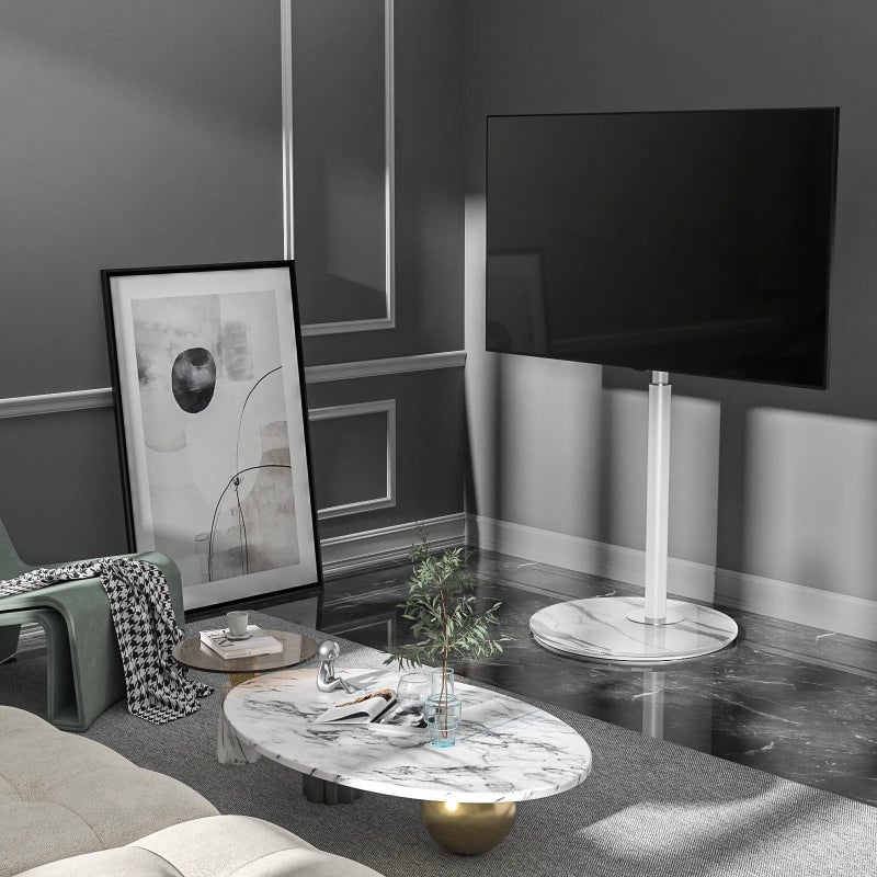 ارفايفر ستاند تلفزيون أرضي قابل للتدوير بزاوية 90 درجة للتلفزيونات من 32 إلى 65 بوصة (LCD وLED)، تصميم عصري وبسيط، حامل تلفزيون زاوي مع قاعدة زجاجية دائرية، متوافق مع VESA 400x400 مم، أبيض - TF1201MAW - Image 5