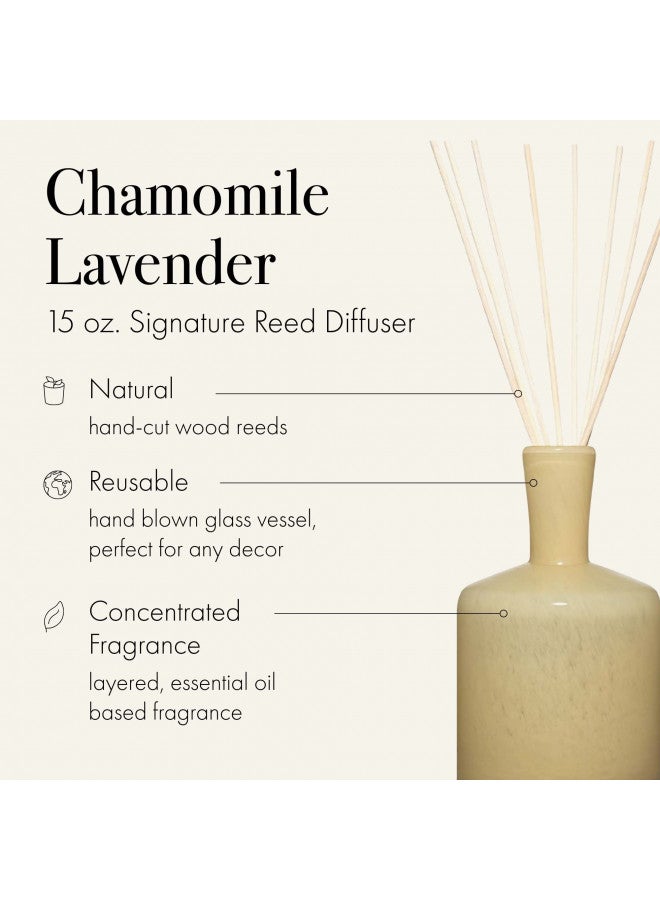 LAFCO New York Signature Reed Diffuser, Chamomile Lavender - 15 oz - Up to 9 Months Fragrance Life - Reusable, Hand Blown Glass Vessel - Natural Wood Reeds - Made in The USA - Image 2