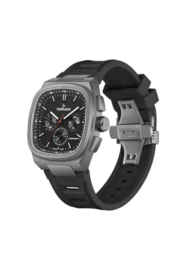 تورنيدو Men's Rubber Strap Chronograph Watch T26102-XRBB - 42mm mm