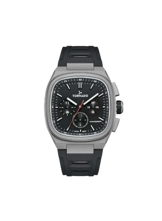 تورنيدو Men's Rubber Strap Chronograph Watch T26102-XRBB - 42mm mm