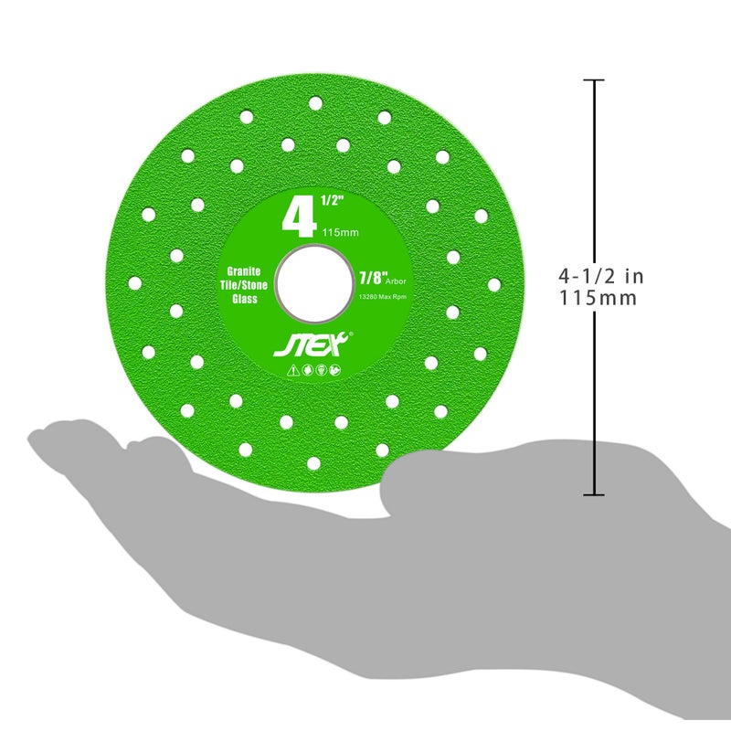 JTEX 4-1/2" Rock Slab Grinding Disc for Angle Grinder, 7/8" Arbor, Ultra-Thin Versatile for Rock, Tile, Marble, Granite, Porcelain, Masonry, Glass (3-Pack) - Image 3
