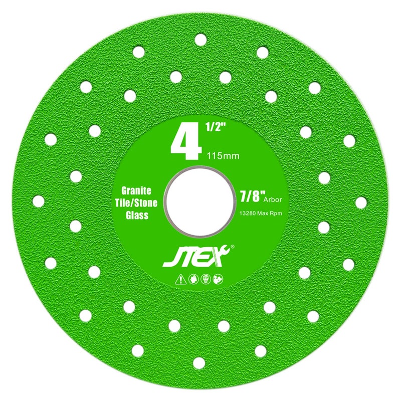 JTEX 4-1/2" Rock Slab Grinding Disc for Angle Grinder, 7/8" Arbor, Ultra-Thin Versatile for Rock, Tile, Marble, Granite, Porcelain, Masonry, Glass (3-Pack) - Image 4