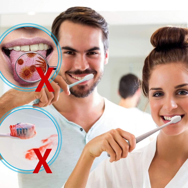 BOAO 4 Pieces Extra Soft Toothbrushes for Sensitive with 20000 Micro Nano Bristle for Adult Pregnant Recession Elderly Braces, Protect Fragile(Black, White, Green, Beige) - Image 5