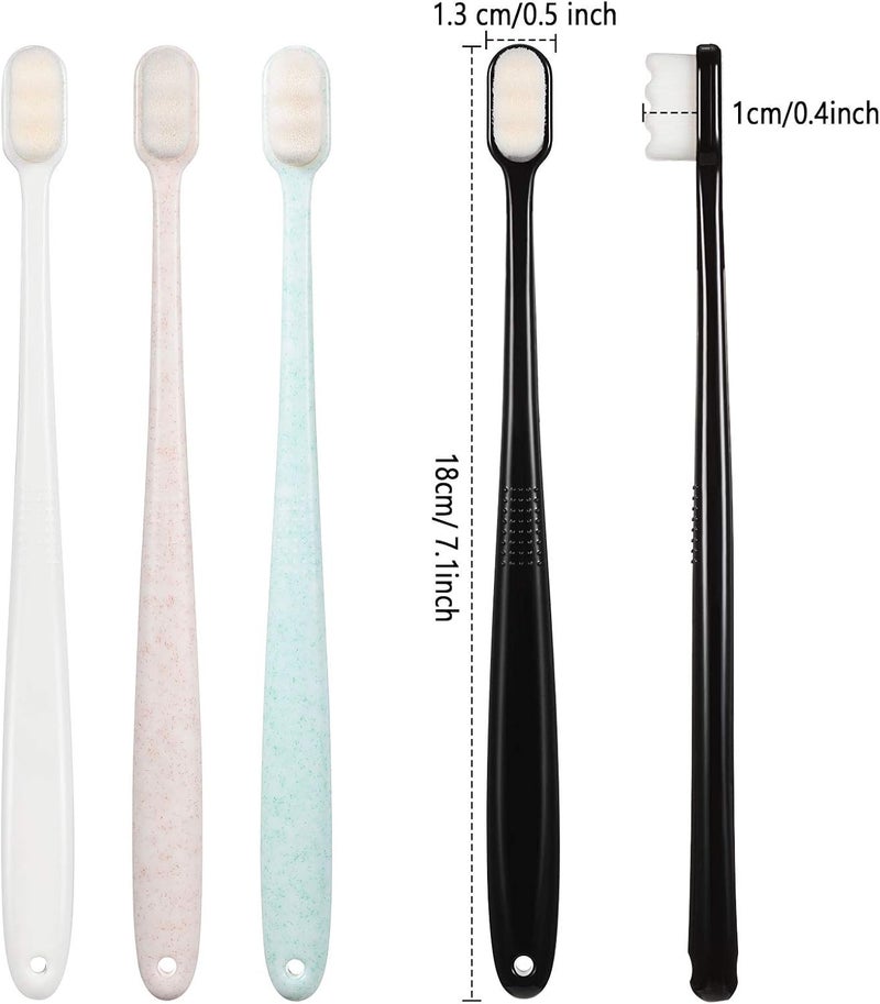 BOAO 4 Pieces Extra Soft Toothbrushes for Sensitive with 20000 Micro Nano Bristle for Adult Pregnant Recession Elderly Braces, Protect Fragile(Black, White, Green, Beige) - Image 2