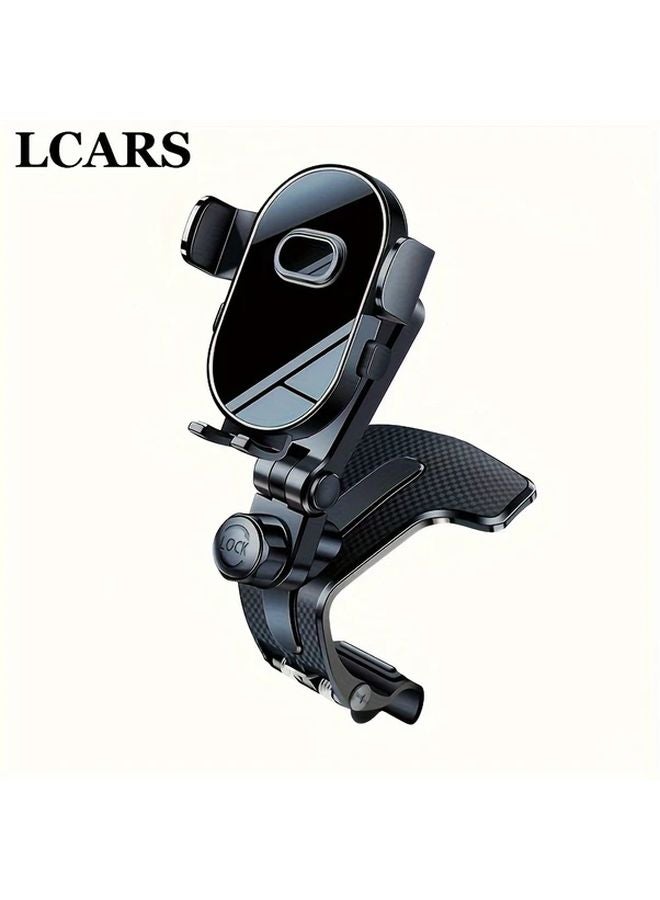 Lcars Car Phone Mount With Anti Shake Stabilization Adjustable Dashboard Holder For Navigation Compatible With Most Vehicles Black Design Secure Clamp For Smartphones - Image 1