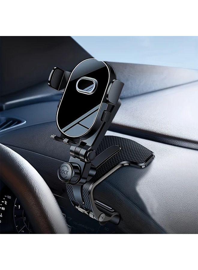 Lcars Car Phone Mount With Anti Shake Stabilization Adjustable Dashboard Holder For Navigation Compatible With Most Vehicles Black Design Secure Clamp For Smartphones - Image 2