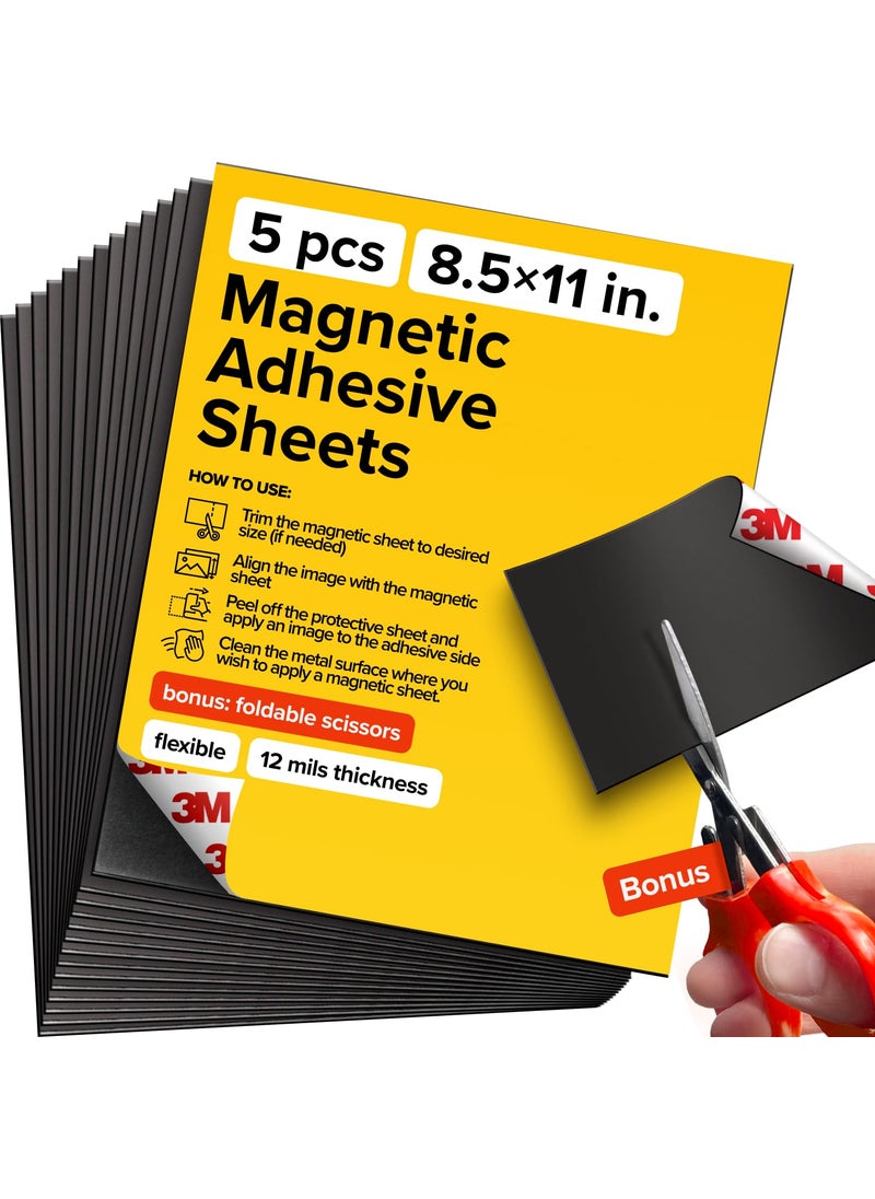 X-bet MAGNET Xbet MAGNET DIY Craft Magnetic Sheets with Adhesive Backing  85x11 5 Pack Adhesive Sheets for Magnetic Stickers and Photos  100 Customizable 
