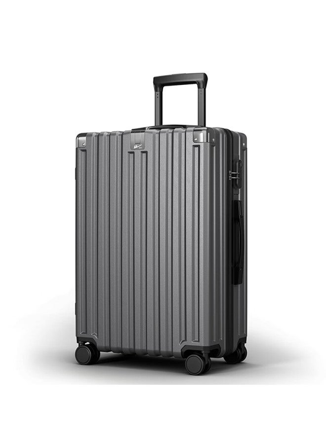Pull Back Warrior 28-inch Luggage Suitcase For Men With 360-degree Spinner Wheels, Large Capacity Travel Trolley Case, Password Lock, Dark Gray - Image 1