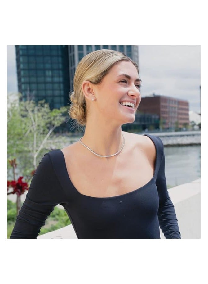 NYC Sterling Women's Magnificent 3mm Round Cubic Zirconia Tennis Necklace - Image 4