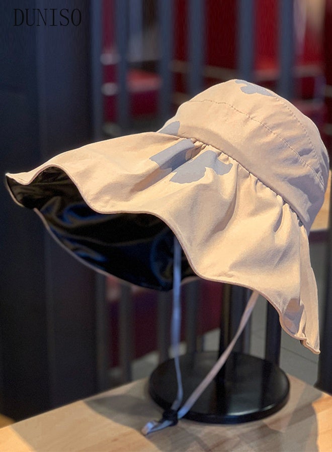 DUNISO Women's Foldable Sun Hat Summer Wide Brim Roll Up Beach Cap Summer Solid Travel Beach Bucket Hats UV Protection UPF50+ for Vacation Outdoor Activities  - Image 4