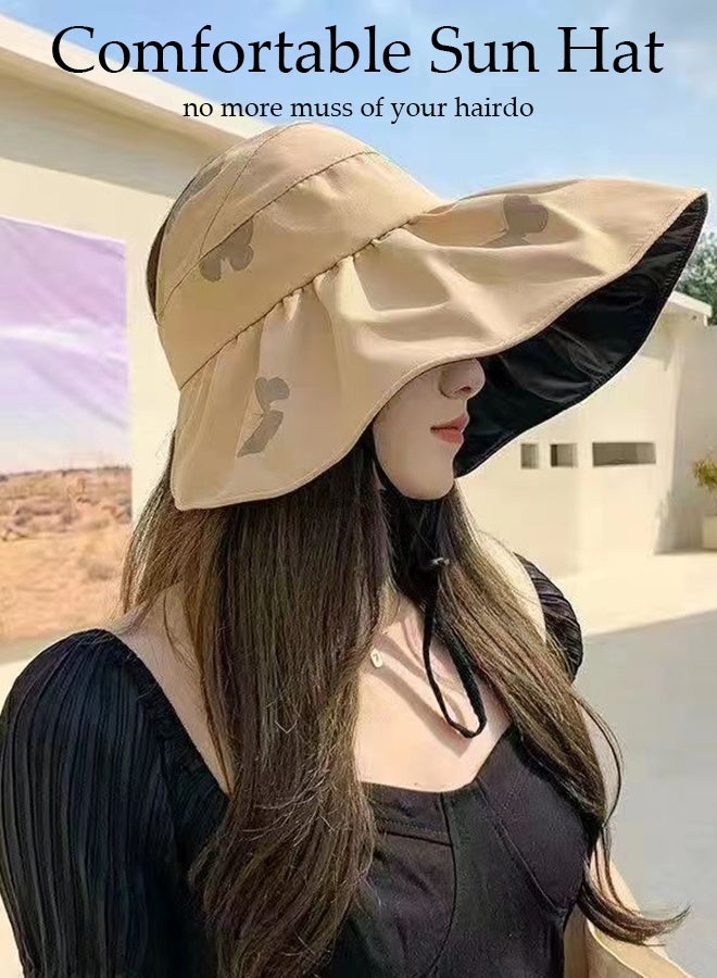 DUNISO Women's Foldable Sun Hat Summer Wide Brim Roll Up Beach Cap Summer Solid Travel Beach Bucket Hats UV Protection UPF50+ for Vacation Outdoor Activities  - Image 3