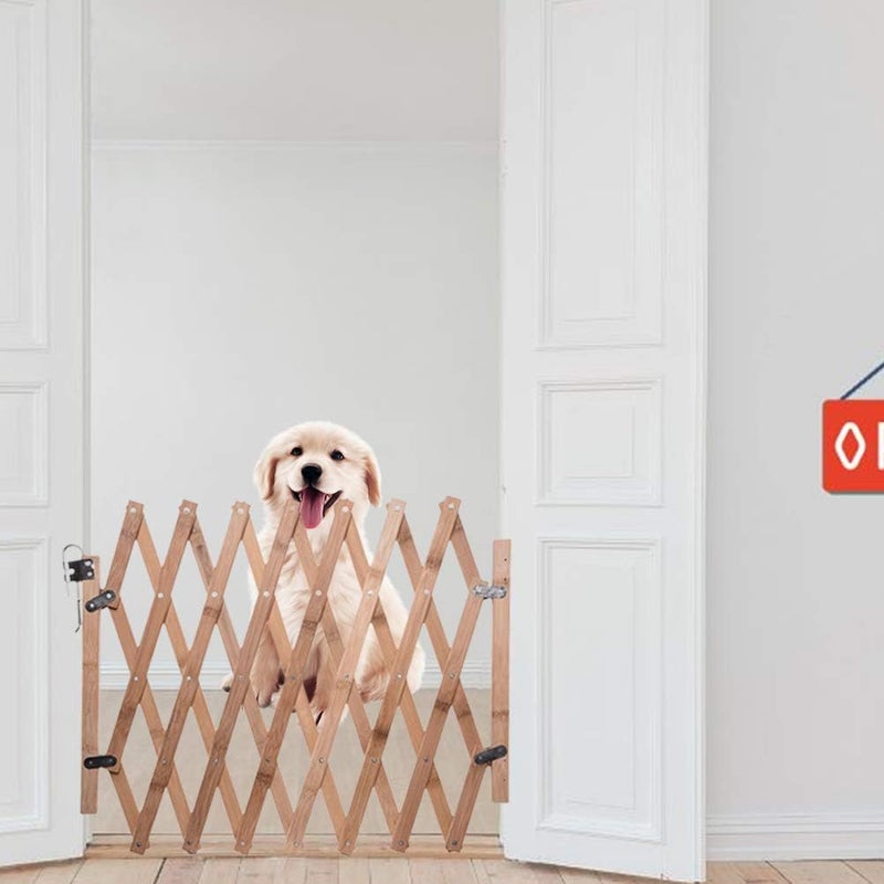 GLOGLOW Nan Pet Gate, Stairway Retractable Puppy Safety Fence, Log Material for Dogs in Home, Stairs, and Outdoor Areas Landscape Aquaculture (Assorted Color) - Image 2