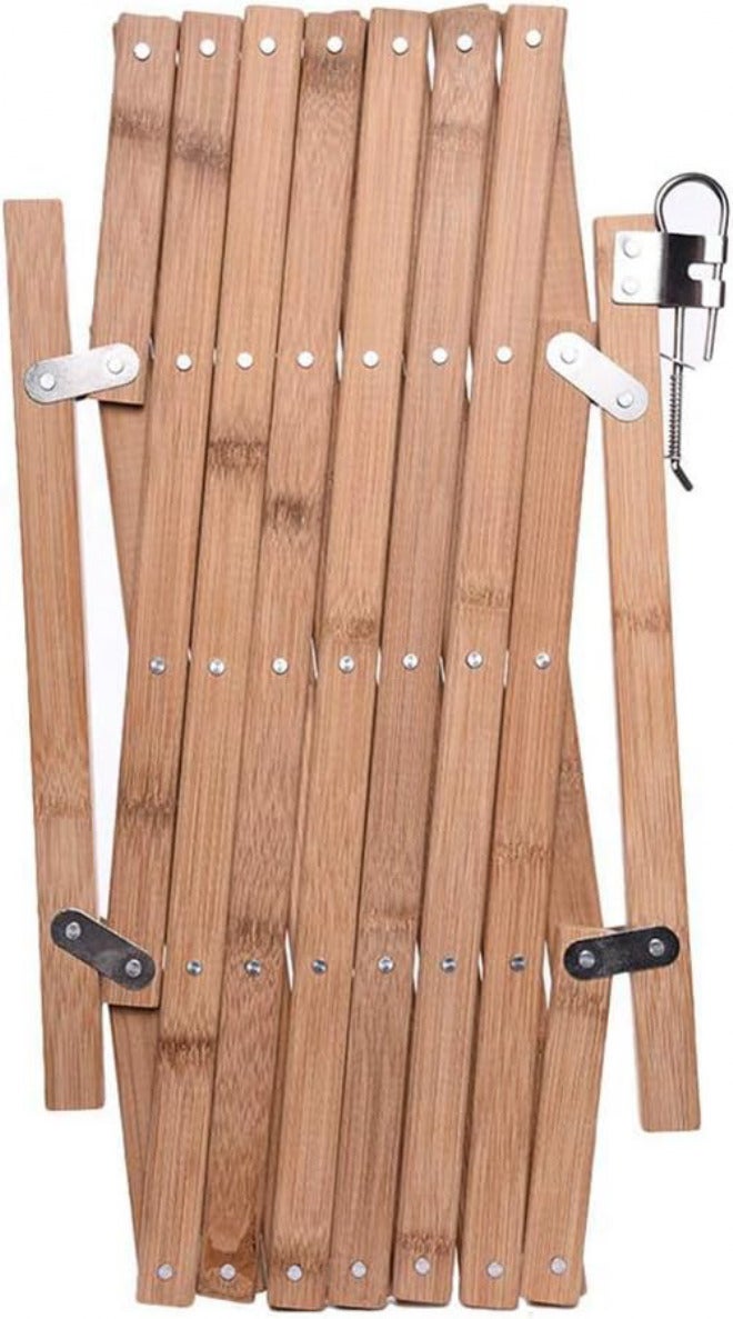 GLOGLOW Nan Pet Gate, Stairway Retractable Puppy Safety Fence, Log Material for Dogs in Home, Stairs, and Outdoor Areas Landscape Aquaculture (Assorted Color) - Image 1