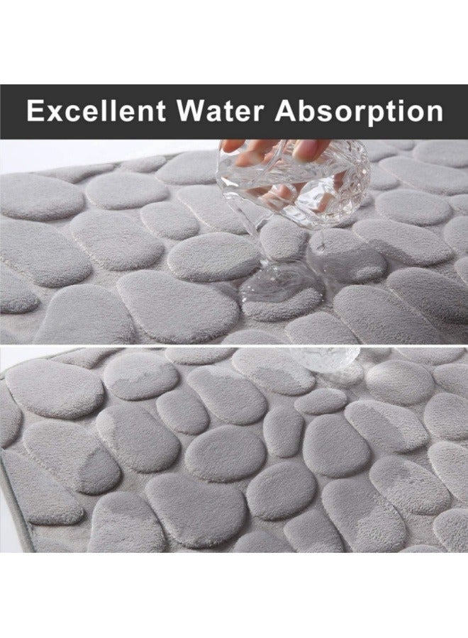 Aikenn 3 Piece Bathroom Rugs Sets, U-shaped Cobblestone Memory Foam Bathroom Mats Carpet, Non Slip Water Absorbent Bath Mats for Bathroom,Washable Extra Thick Bath Rugs for Tub or Toilet Floor  - Image 5