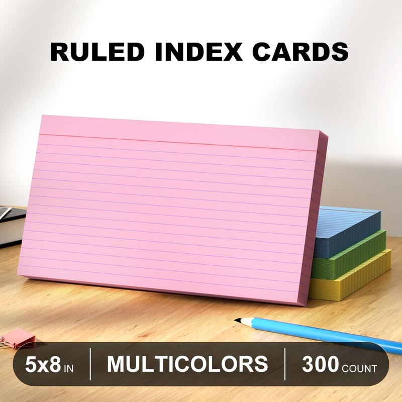 AIFLYAN 100 Count Colored Index Cards 5x8 Lined Colorful Notecards 4 Color Lined Flashcards for Studying 5 x 8 Index Cue Cards Ruled Notecards Multicolor Note Cards Flash Cards for Notes Office School Recipes - Image 2