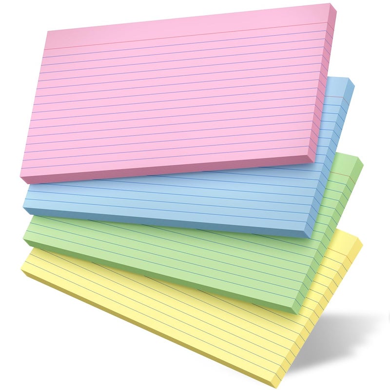 AIFLYAN 100 Count Colored Index Cards 5x8 Lined Colorful Notecards 4 Color Lined Flashcards for Studying 5 x 8 Index Cue Cards Ruled Notecards Multicolor Note Cards Flash Cards for Notes Office School Recipes - Image 1