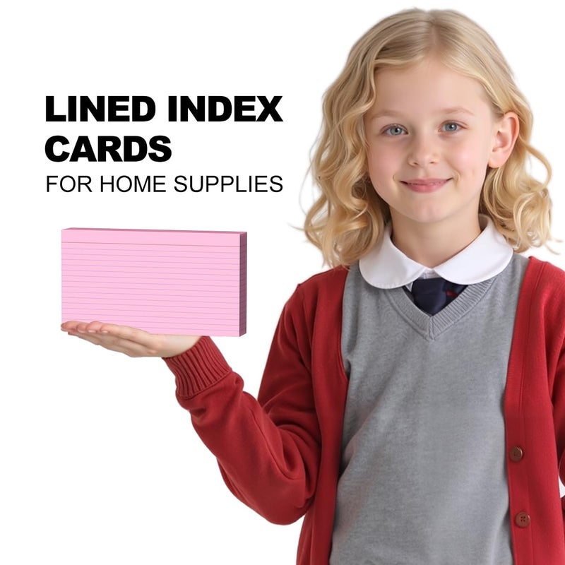 AIFLYAN 100 Count Colored Index Cards 5x8 Lined Colorful Notecards 4 Color Lined Flashcards for Studying 5 x 8 Index Cue Cards Ruled Notecards Multicolor Note Cards Flash Cards for Notes Office School Recipes - Image 3