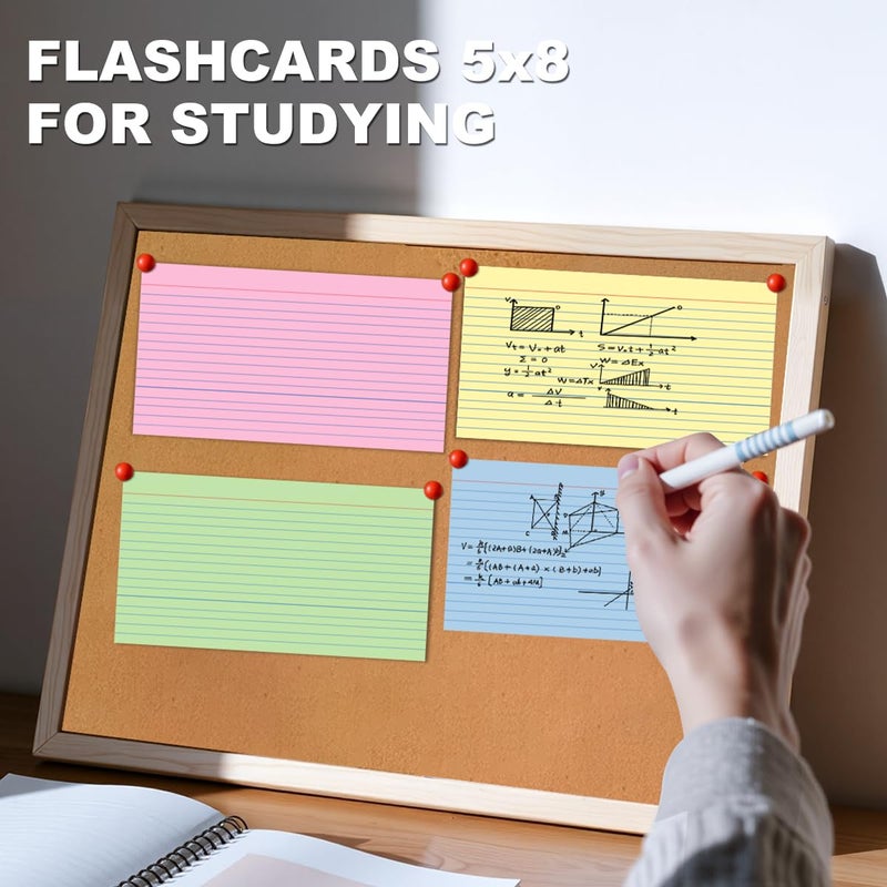 AIFLYAN 100 Count Colored Index Cards 5x8 Lined Colorful Notecards 4 Color Lined Flashcards for Studying 5 x 8 Index Cue Cards Ruled Notecards Multicolor Note Cards Flash Cards for Notes Office School Recipes - Image 4