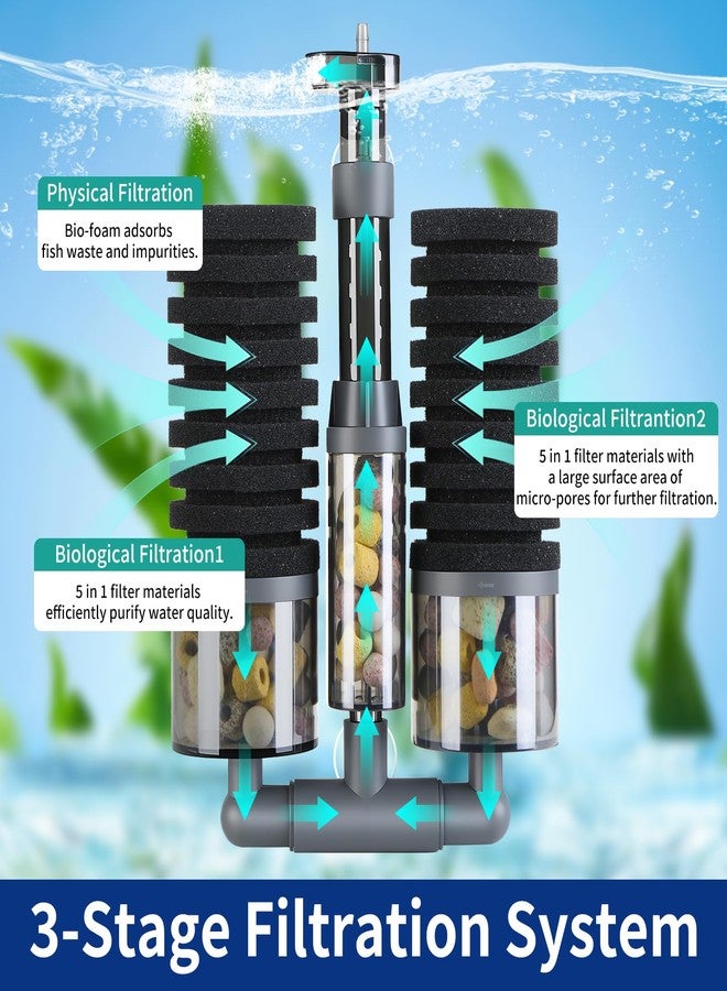 FKSC Dual Sponge Aquarium Filter, Air-Powered, 10-20 Gal - Ultra-Quiet Bio-Sponge Filtration | Freshwater & Saltwater | Easy Setup - Image 3