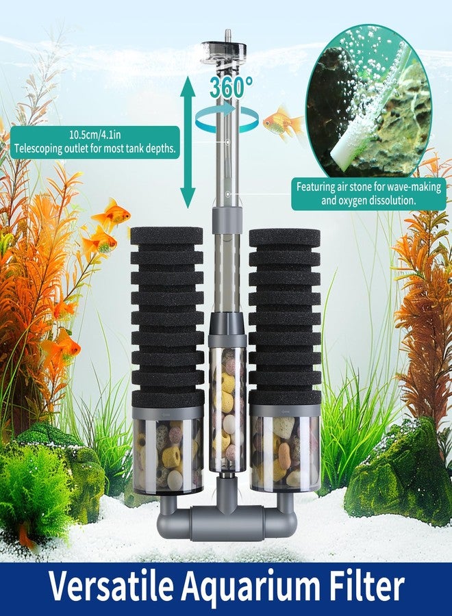 FKSC Dual Sponge Aquarium Filter, Air-Powered, 10-20 Gal - Ultra-Quiet Bio-Sponge Filtration | Freshwater & Saltwater | Easy Setup - Image 4