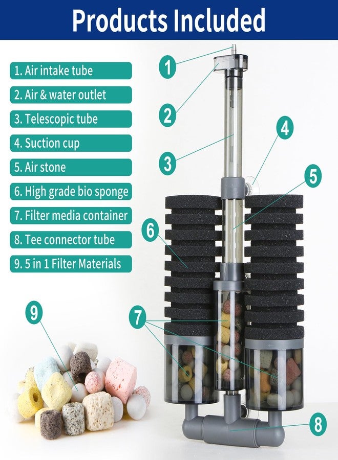 FKSC Dual Sponge Aquarium Filter, Air-Powered, 10-20 Gal - Ultra-Quiet Bio-Sponge Filtration | Freshwater & Saltwater | Easy Setup - Image 5