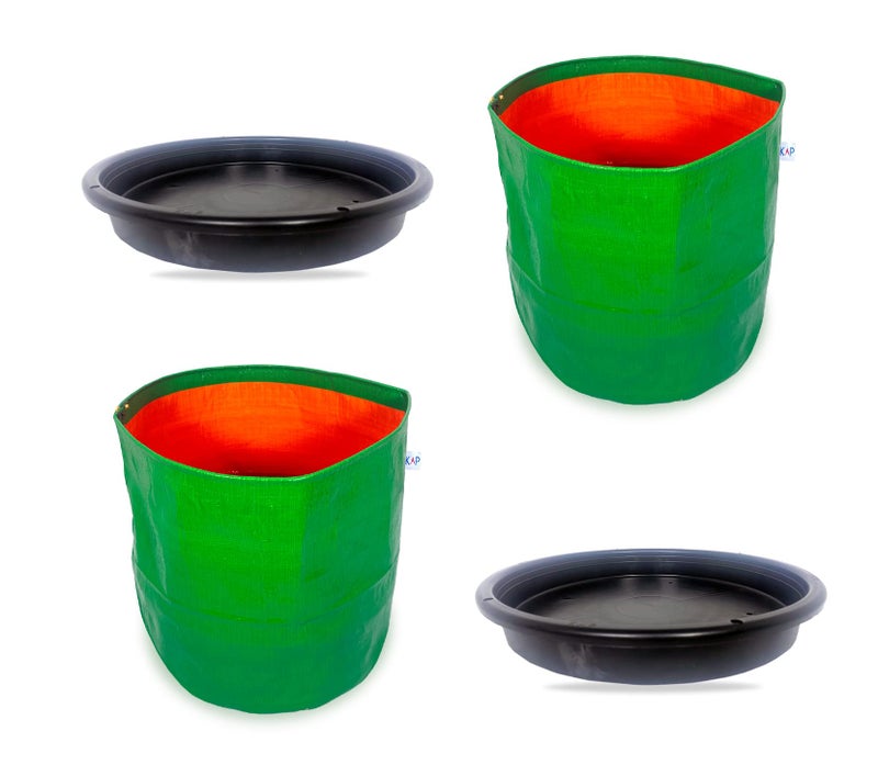 KAP Grow Bags + KAP Tray Pots for Kitchen, Balcony and Terrace Gardens – 12" X 12" Inches – (Pack of 2) - Image 2