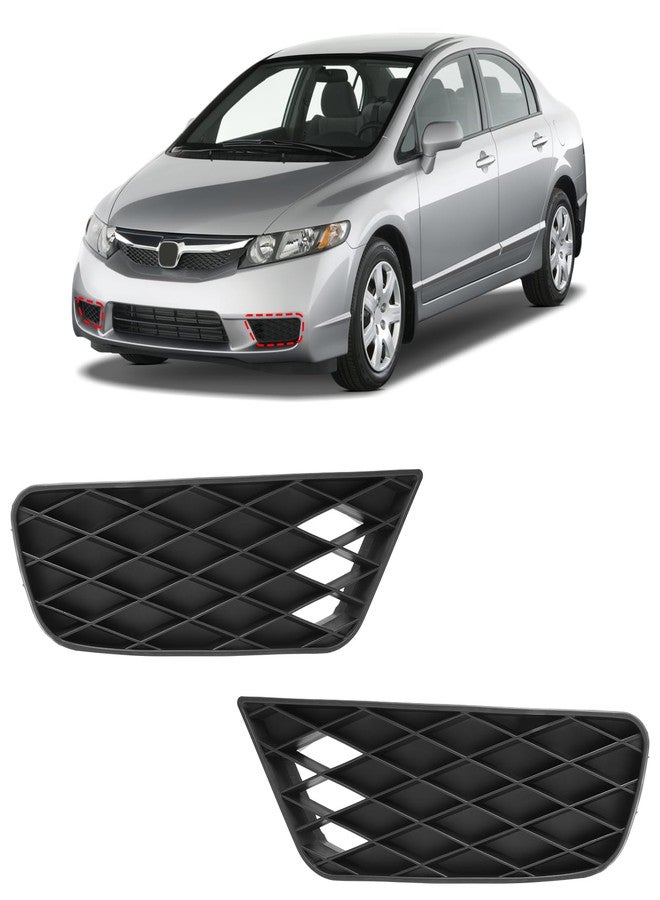 BXZ Front Bumper Insert Outer Grille Fog Light Lamp Cover Bezel Pair For 2009 2010 2011 Honda Civic - Image 1