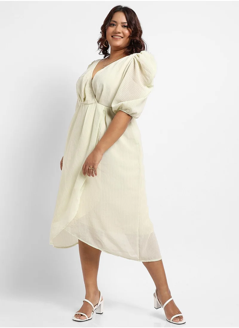 انستافاب بلس Women's Light Yellow Petal Hem Dress