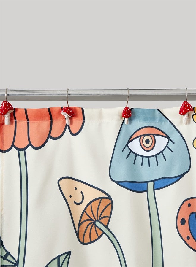 Estmy Vintage Cute Mushroom Decorative Shower Curtain Hooks Rings, Resin & Rustproof Metal Boho Retro Country Cottagecore Shower Hooks for Fall Autum Fairy Forest Shower Curtain Bathroom Decor - Image 5