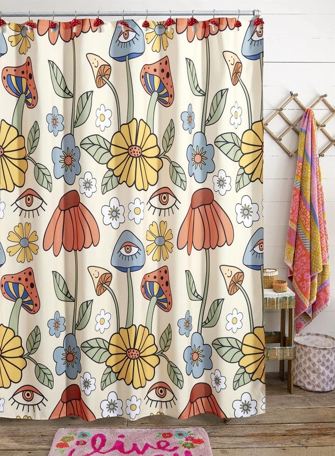 Estmy Vintage Cute Mushroom Decorative Shower Curtain Hooks Rings, Resin & Rustproof Metal Boho Retro Country Cottagecore Shower Hooks for Fall Autum Fairy Forest Shower Curtain Bathroom Decor - Image 4