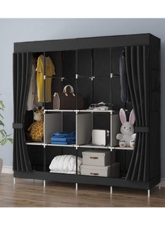 Roman Gifts Portable 4 Door Closet Large Wardrobe Closet Clothes Organizer with  Storage Shelves,  Hanging Sections Side Pockets  - Image 1