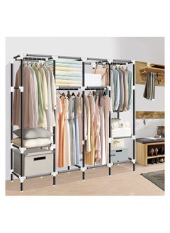 Roman Gifts Portable 4 Door Closet Large Wardrobe Closet Clothes Organizer with  Storage Shelves,  Hanging Sections Side Pockets  - Image 4