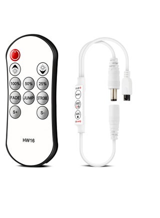 LED Controller, DC Connector LED Dimmer Controller with 11 Keys Wireless Remote Control, Compatible with DC5V-24V Single Color LED Strip Lights, IR LED Controller, White - pzsku/ZA08815FD89CCE0712712Z/45/_/1717035585/ec769415-105d-4343-8d24-0309632e0ee1