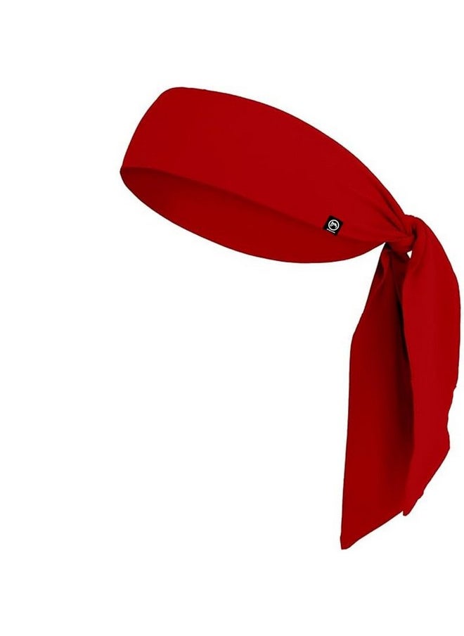 BISMAADH - BISMAADH Polyester Sweat Wicking Tie Headband - Bandana Headband - Sports, Running, Football, Workout Sweat Headband for Men - Pirate Bandana,Red - Image 1