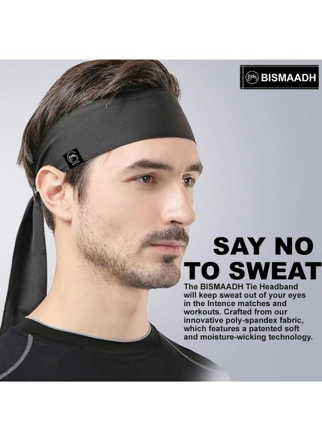 BISMAADH - BISMAADH Polyester Sweat Wicking Tie Headband - Bandana Headband - Sports, Running, Football, Workout Sweat Headband for Men - Pirate Bandana,Red - Image 1
