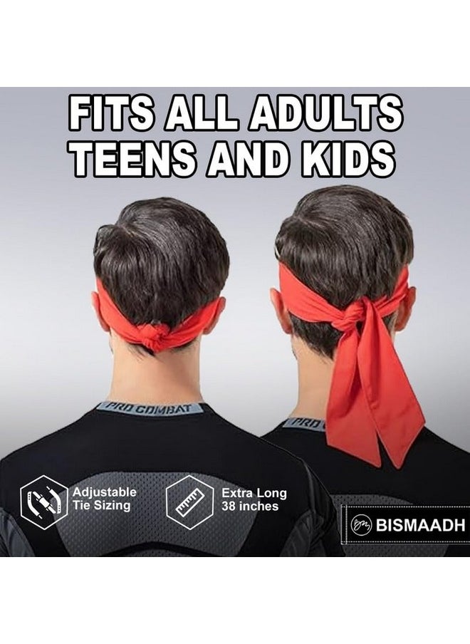 BISMAADH - BISMAADH Polyester Sweat Wicking Tie Headband - Bandana Headband - Sports, Running, Football, Workout Sweat Headband for Men - Pirate Bandana,Red - Image 1