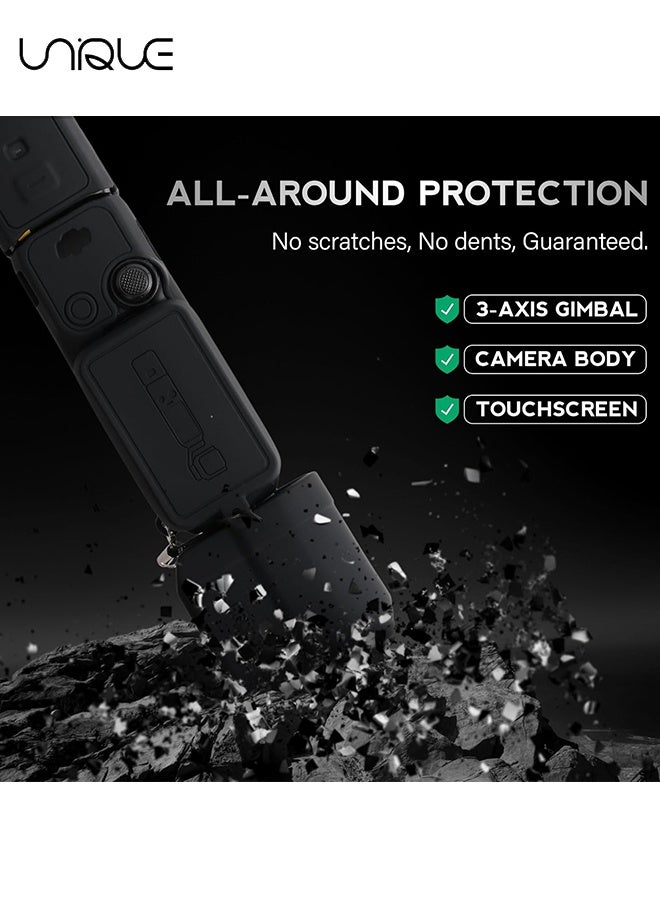Unique Suitable for DJI OSMO Pocket 3 Case - Silicone Protective Case Cover - Lens Cover Compatible with DJI OSMO Pocket 3 - Screen Protector Grip Cover Accessories - Shockproof, Anti-Slip, Dustproof - Black - Image 5