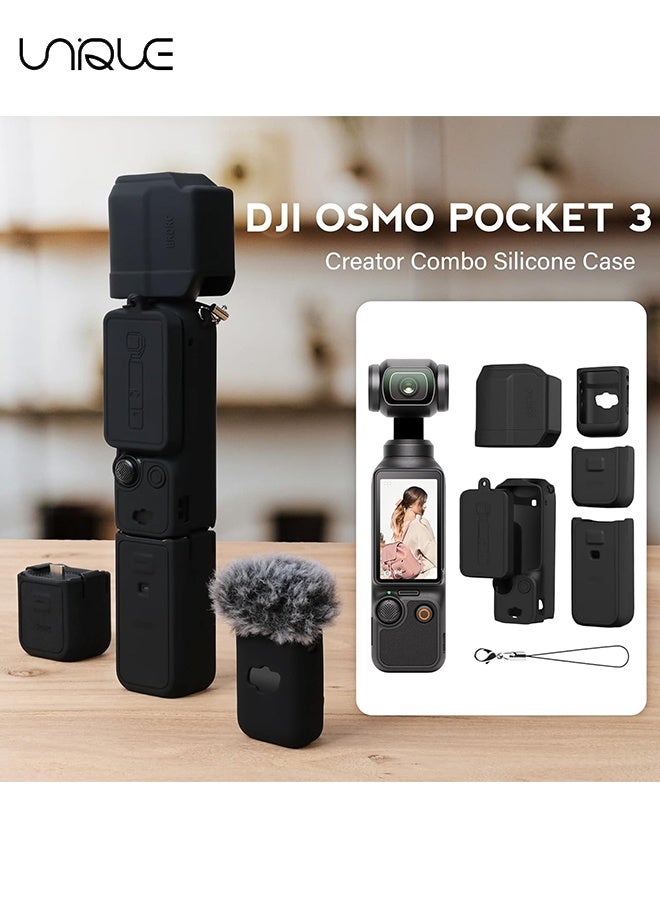 Unique Suitable for DJI OSMO Pocket 3 Case - Silicone Protective Case Cover - Lens Cover Compatible with DJI OSMO Pocket 3 - Screen Protector Grip Cover Accessories - Shockproof, Anti-Slip, Dustproof - Black - Image 2