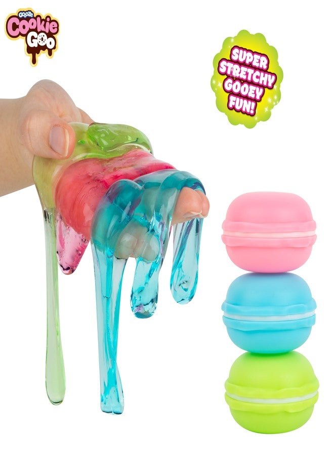 The Orb Factory ORB Slime Goooze Cookie Goo 2 Pack - 6 Total Macaron Shaped Containers with Cookie Slime - Sensory Squishy Jelly Slimes to Stretch and Squeeze for Adults and Kids - Colorful Fidget Slimes, Fun Gifts - Image 4