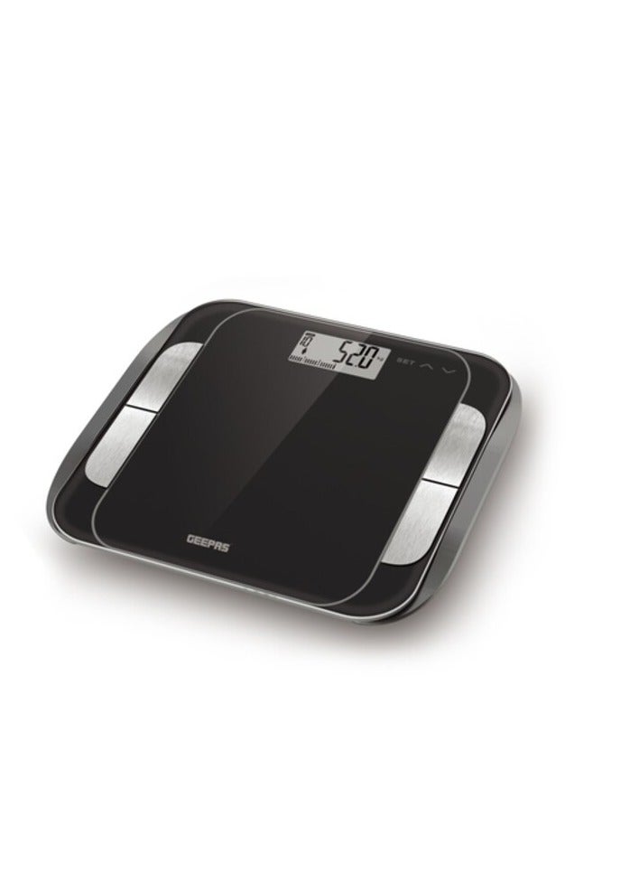 Geepas Gbs46506Uk Body Fat Bathroom Scales - Smart High Accuracy Digital Weighing Scales For Body Weight, Bmi Visceral Body Fat Rating, Muscle Mass, Body Hydration, Water & Bone Mass - 2 Year Warranty - Image 1